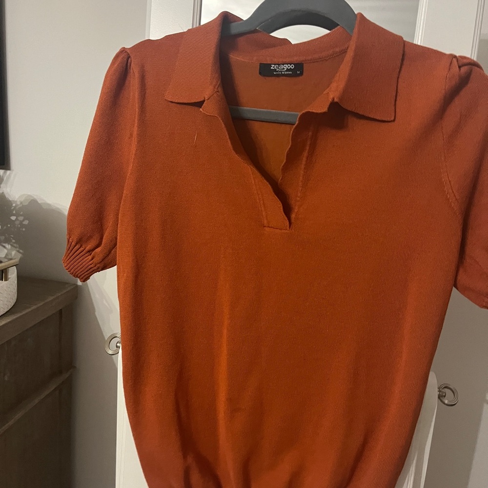 Zucogoo Orange Knit Polo Shirt